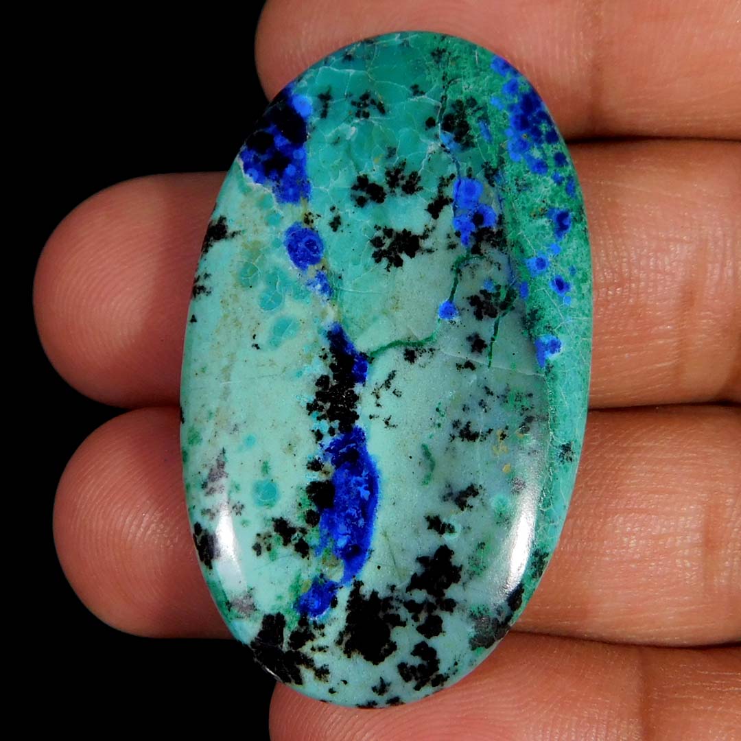 Natürlicher unglaublicher Bluebird Azurit ovaler Cabochon Heil Edelstein 43,15 kt. - Bild 1 von 3