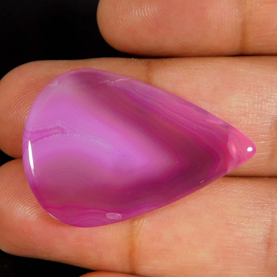 Natural Pink Rare Banded Agate Pear Cabochon 25.50Cts. Reiki Healing ...
