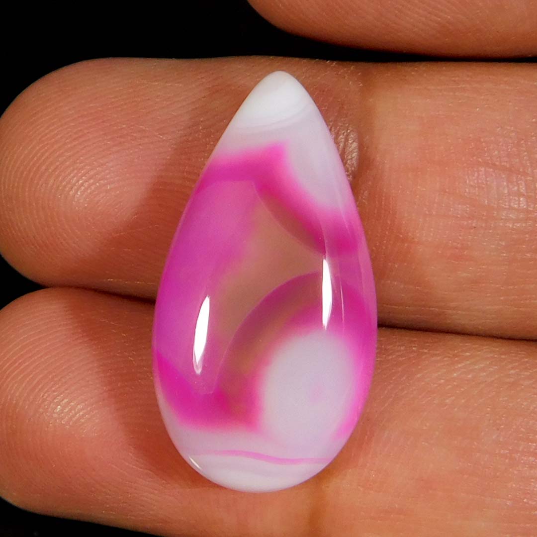 Natural Pink Rare Banded Agate Pear Cabochon 16.35Cts. Reiki Healing ...