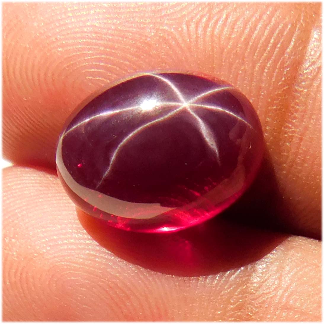 08.10Cts. Natural Red Ruby Star 6 Rays Oval Cabochon Loose Gemstone For Jewelry