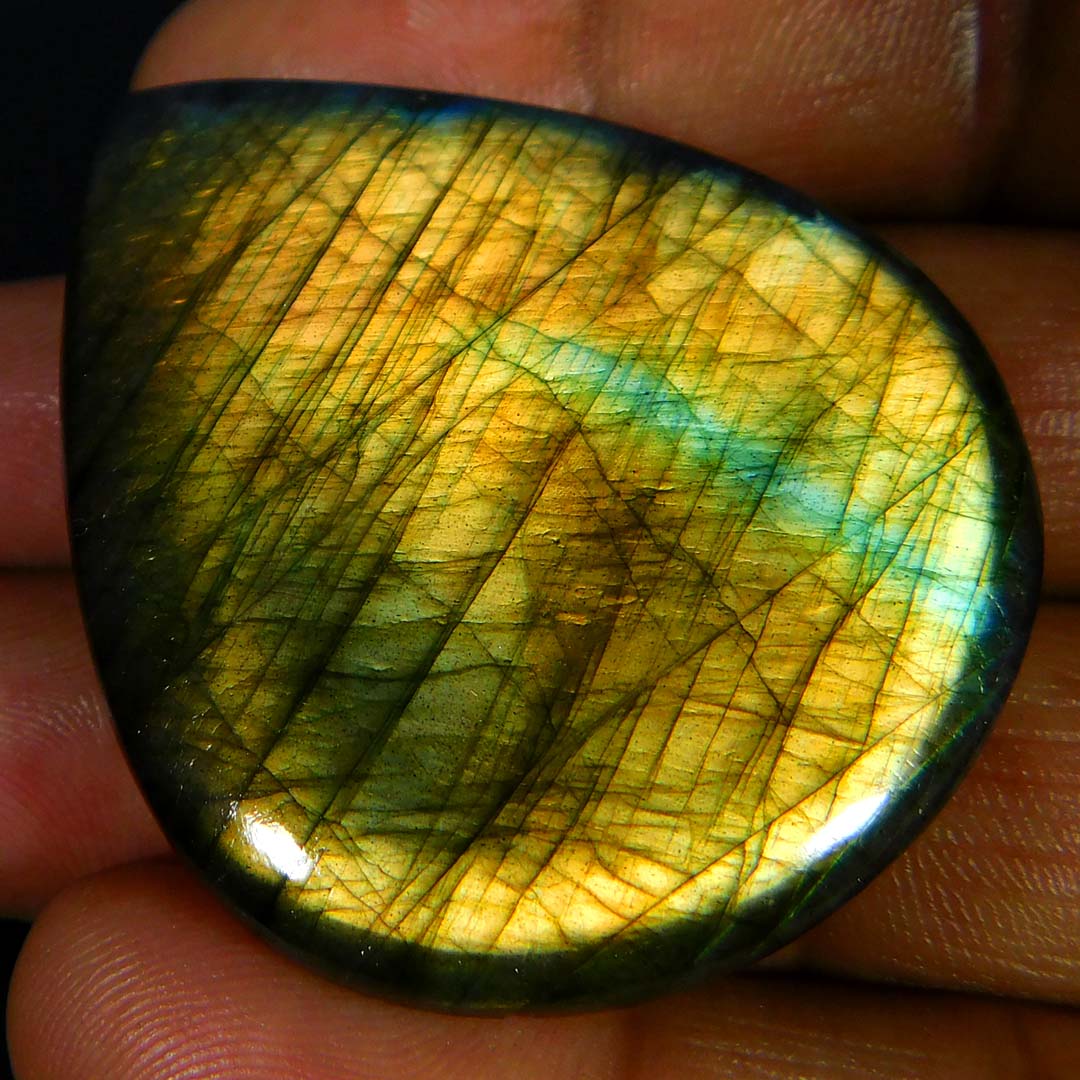 103.05Cts. Natural Stunning Power Labradorite Pear Cabochon Loose Gemstone