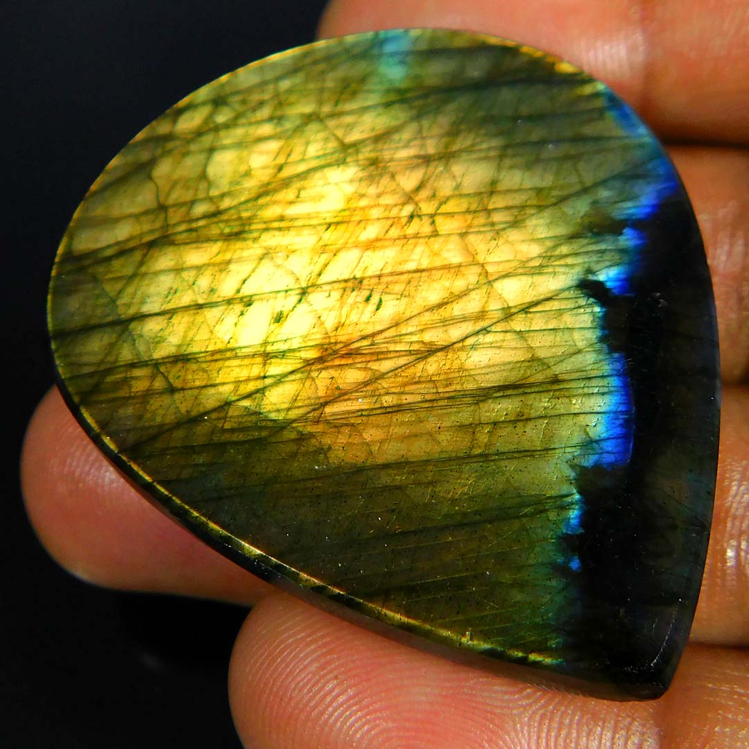 103.05Cts. Natural Stunning Power Labradorite Pear Cabochon Loose Gemstone