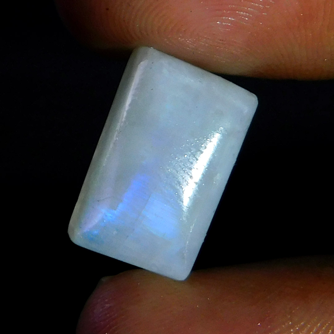13.90Cts. 100% Natural White Rainbow Moonstone Cushion Cabochon Loose Gemstone